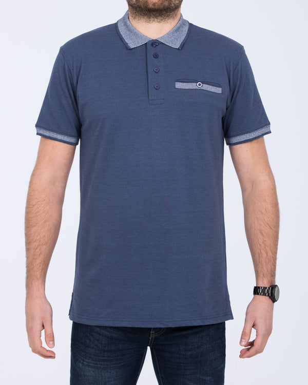 2t Slim Fit Tall Pique Jacquard Polo Shirt (royal blue marl)