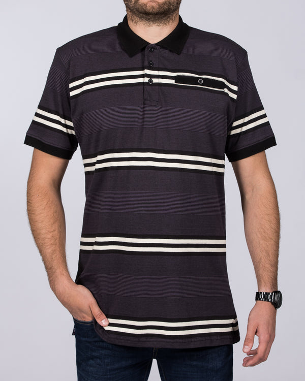 2t Regular Fit Tall Striped Polo Shirt (charcoal)