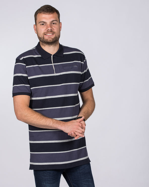 2t Regular Fit Tall Rugby Striped Polo Shirt (indigo)