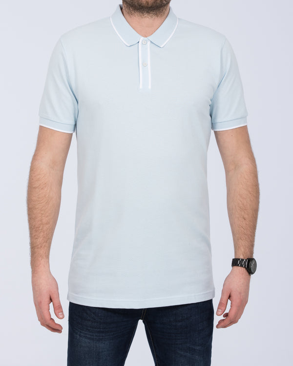 2t Slim Fit Tall Mens Extra Long Tipped Polo Shirt (ice blue) Tall Mens Clothing