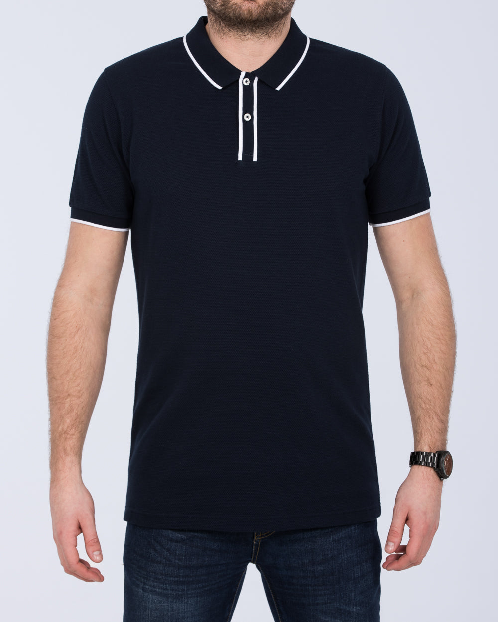 2t Slim Fit Tall Tipped Polo Shirt (navy)