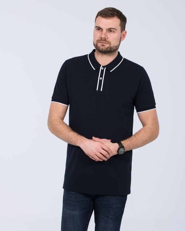 2t Slim Fit Tall Tipped Polo Shirt (navy)