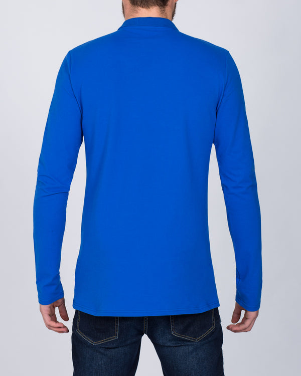 2t Slim Fit Long Sleeve Polo Shirt (mid blue)