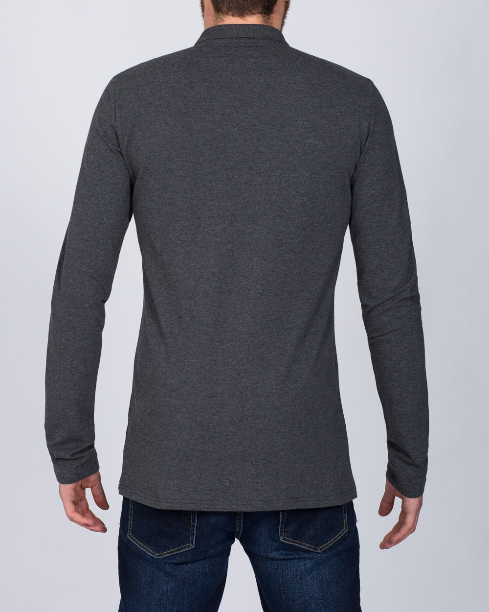 2t Slim Fit Long Sleeve Polo Shirt (charcoal)