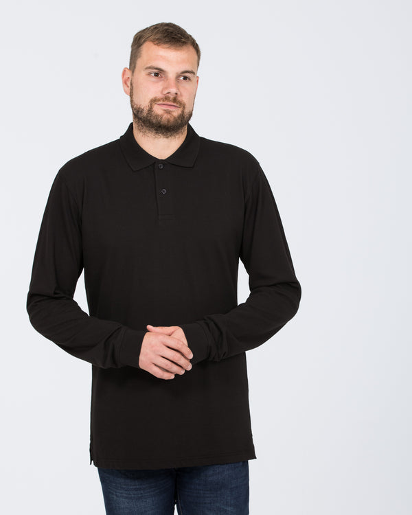 2t Regular Fit Tall Long Sleeve Polo Shirt (black)