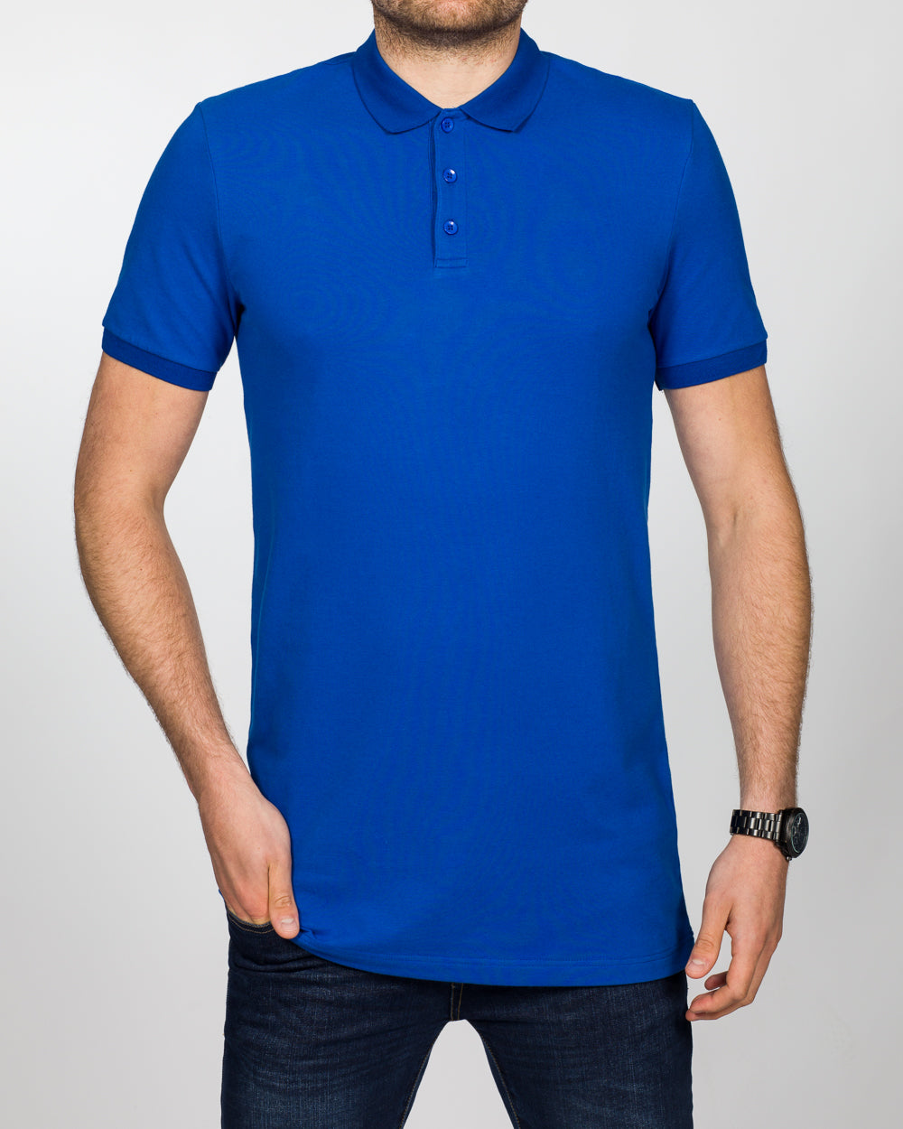 2t Slim Fit Tall Mens Extra Long Polo Shirt (royal blue) Tall