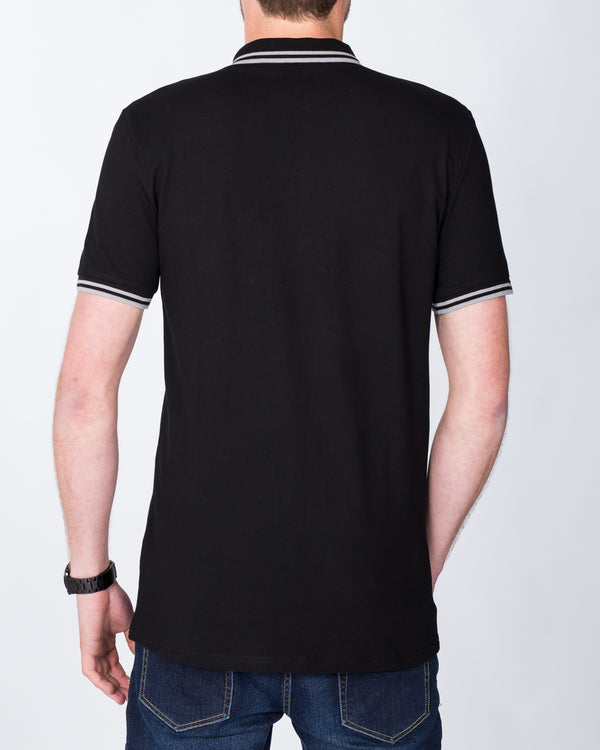 2t Slim Tall Tipped Polo Shirt (black)