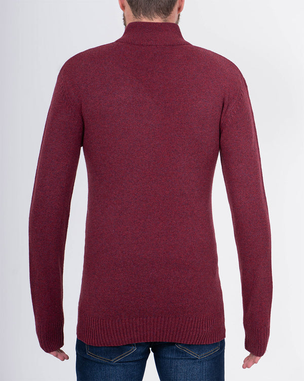 2t Tall Lambswool Quarter Zip Jumper (wine)