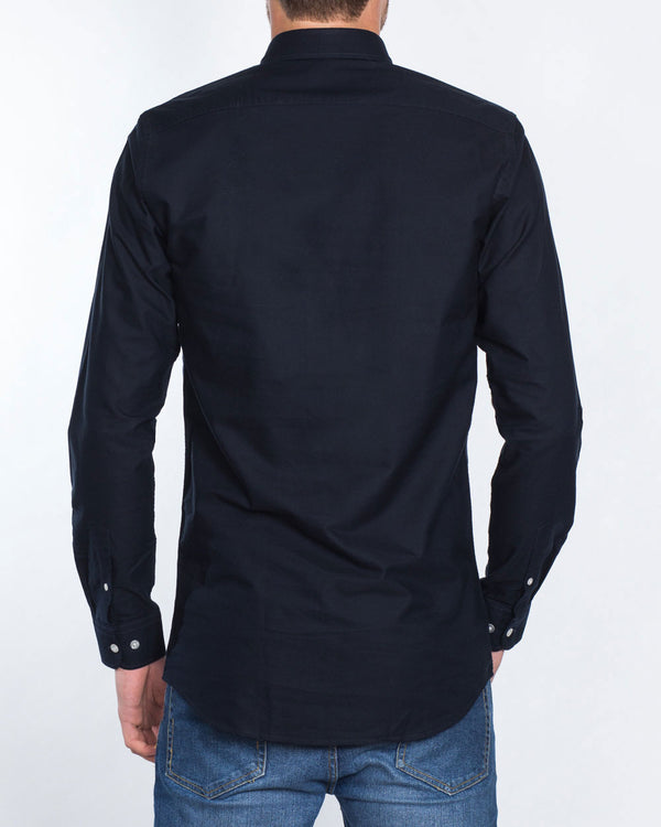 2t Slim Fit Long Sleeve Tall Shirt (plain navy)