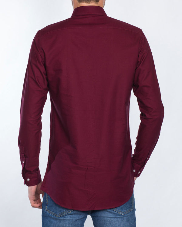 2t Slim Fit Long Sleeve Tall Shirt (plain burgundy)