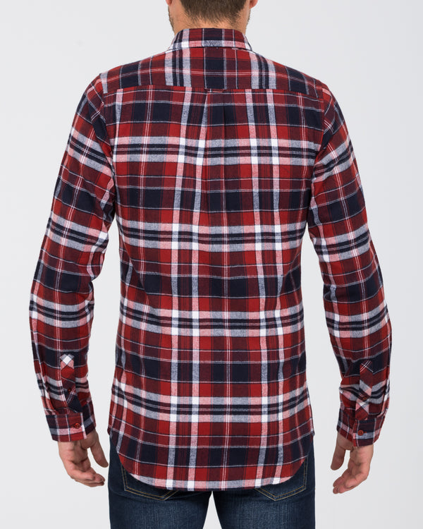 2t Slim Fit Long Sleeve Tall Shirt (red check)