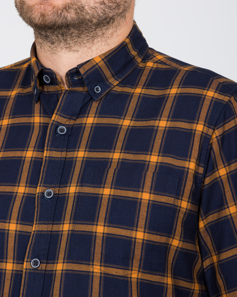 2t Slim Fit Long Sleeve Tall Checked Shirt (gold)