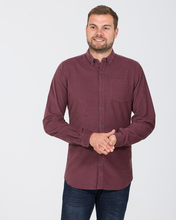 2t Tall Slim Fit Long Sleeve Tall Corduroy Shirt (aubergine)