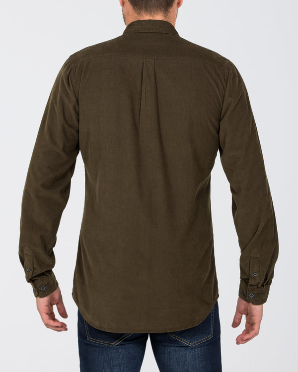 2t Tall Slim Fit Long Sleeve Corduroy Shirt (olive)