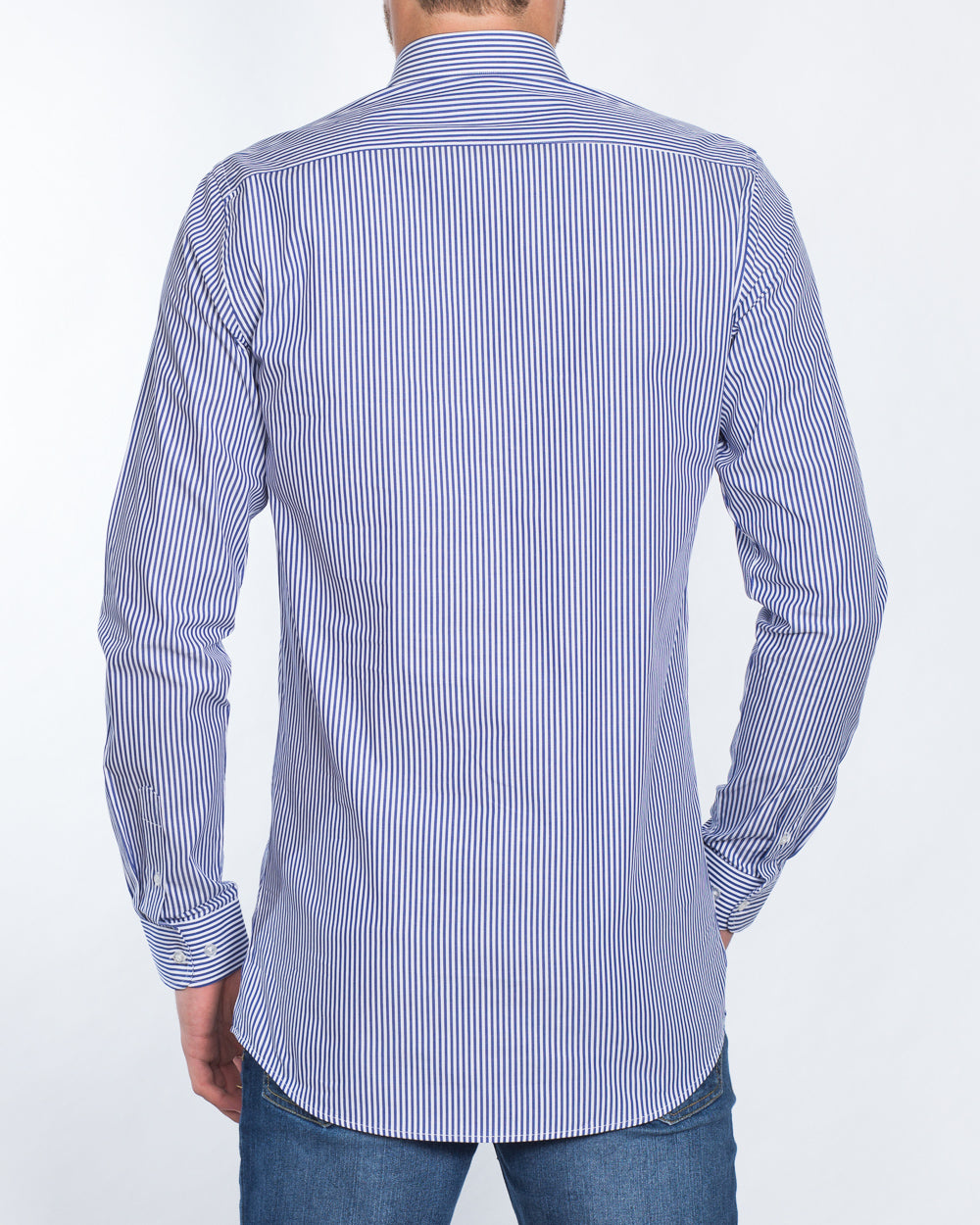 2t Slim Fit Long Sleeve Tall Shirt (blue stripe)