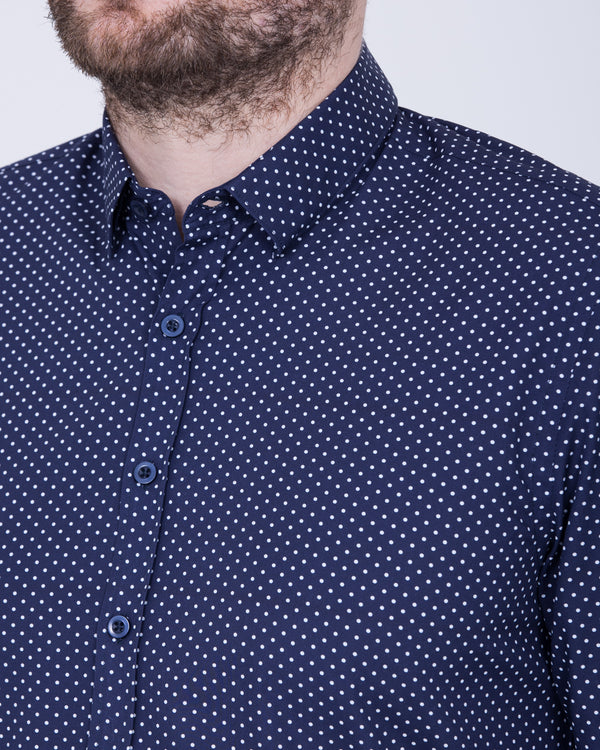 2t Carlos Slim Fit Long Sleeve Tall Shirt (navy dot)