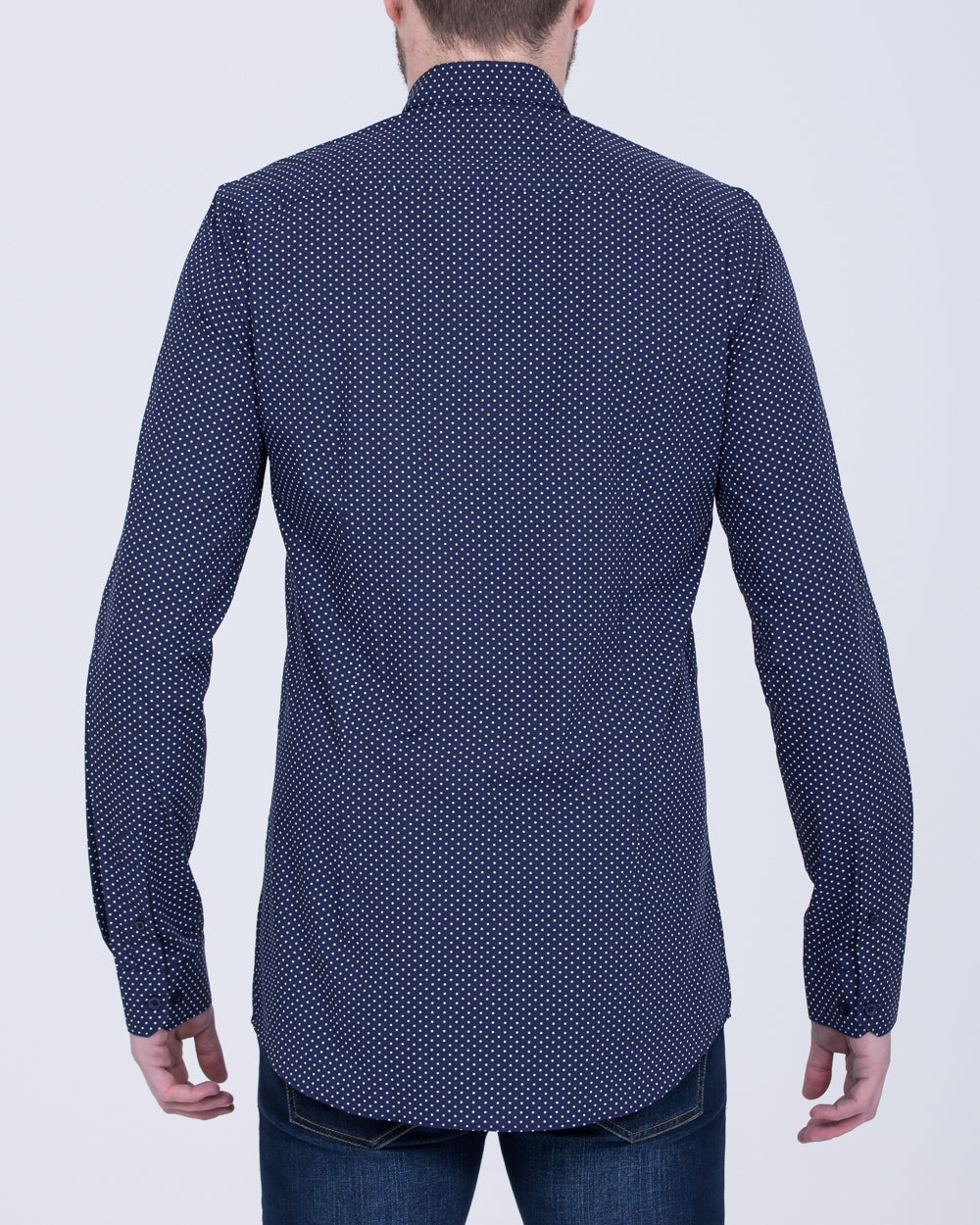 2t Carlos Slim Fit Long Sleeve Tall Shirt (navy dot)