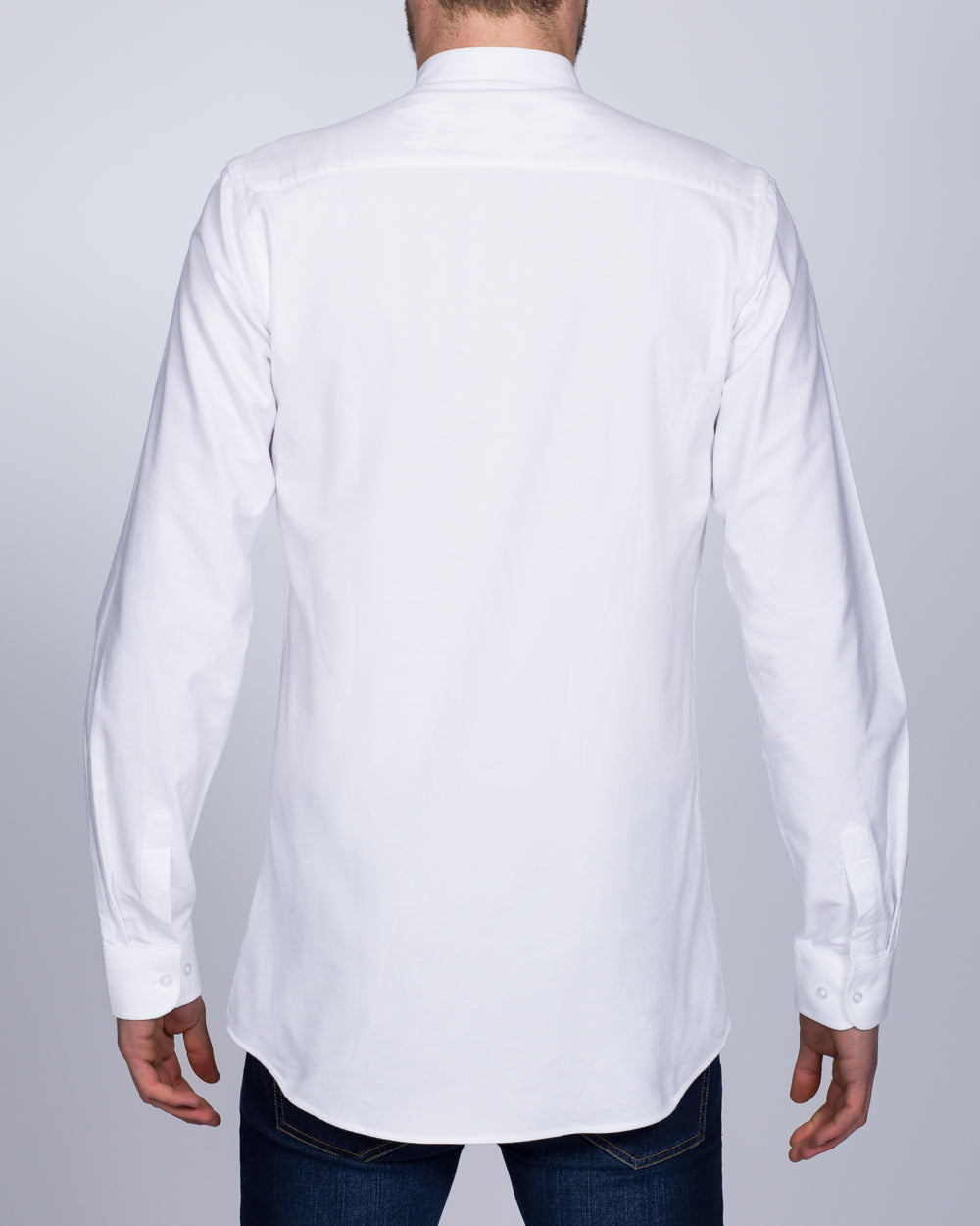 2t Grandad Oxford Slim Fit Long Sleeve Tall Shirt (white)