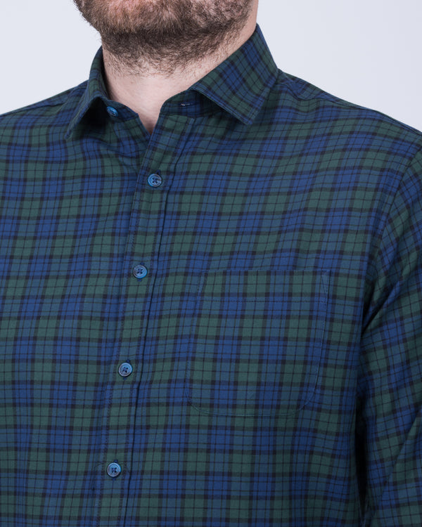 2t Slim Fit Long Sleeve Tall Shirt (blue/green check)