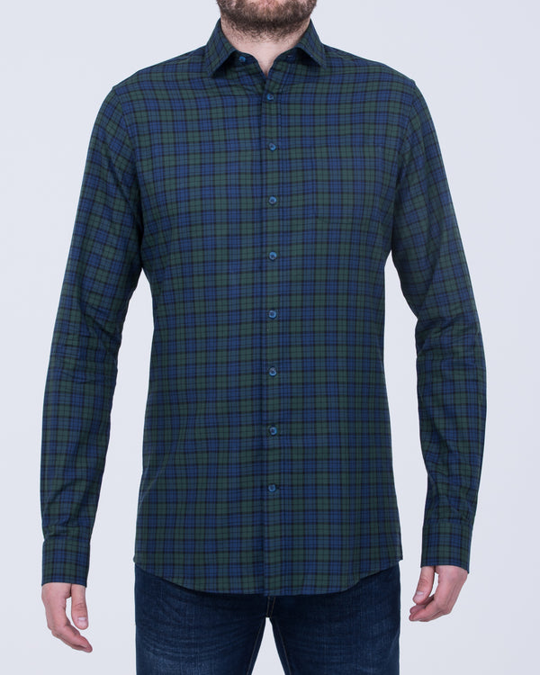 2t Slim Fit Long Sleeve Tall Shirt (blue/green check)