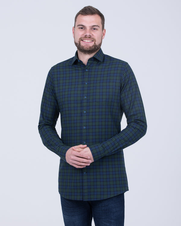 2t Slim Fit Long Sleeve Tall Shirt (blue/green check)