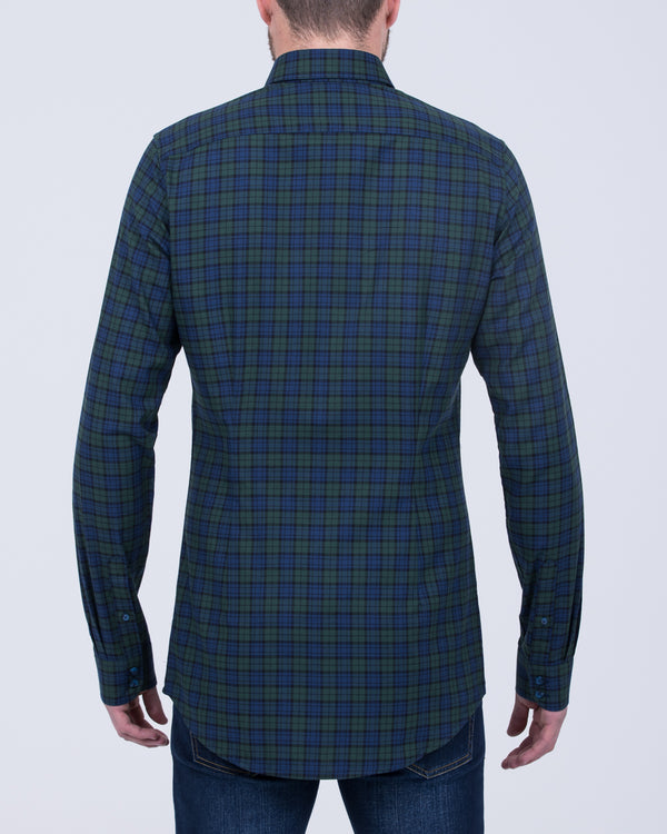 2t Slim Fit Long Sleeve Tall Shirt (blue/green check)