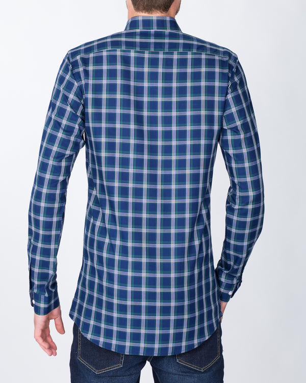 2t Slim Fit Long Sleeve Tall Shirt (green/white/navy)