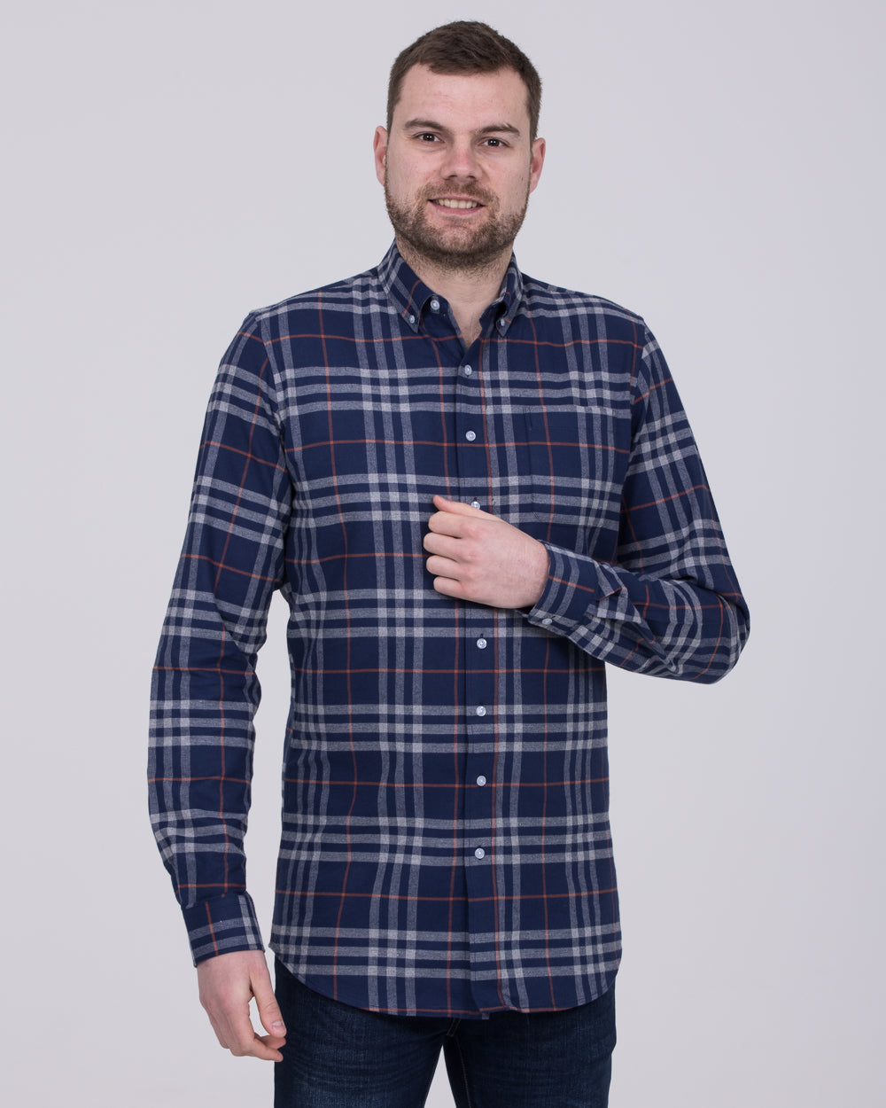 2t Slim Fit Tall Checked Shirt (navy)