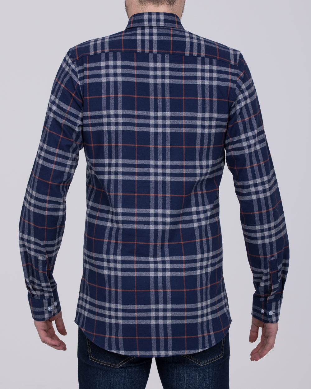 2t Slim Fit Tall Checked Shirt (navy)