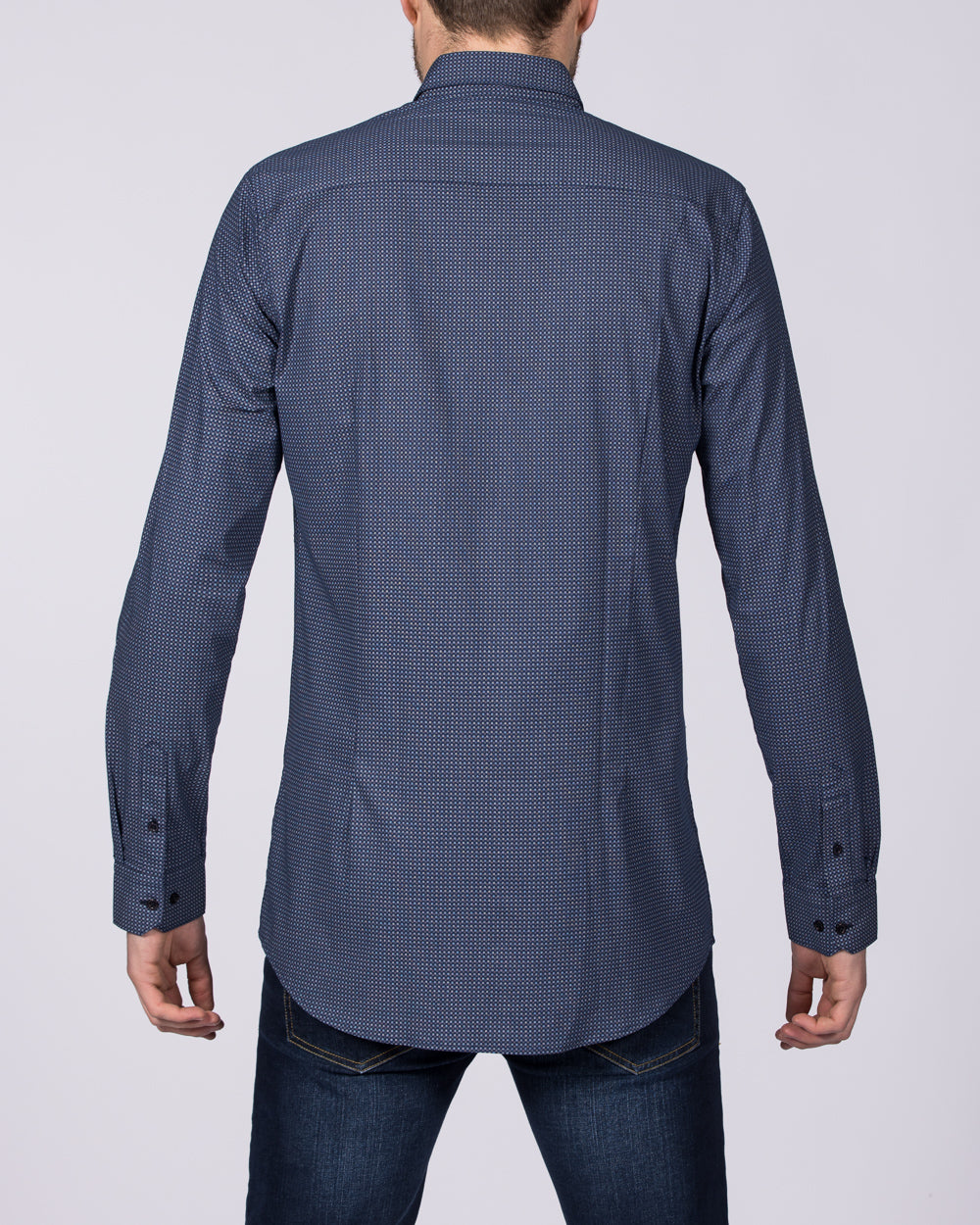 2t Luca Slim Fit Tall Shirt (navy pattern)
