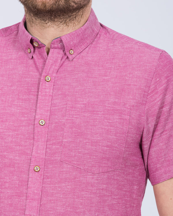 2t Slim Fit Tall Linen Blend Short Sleeve Shirt (pink)