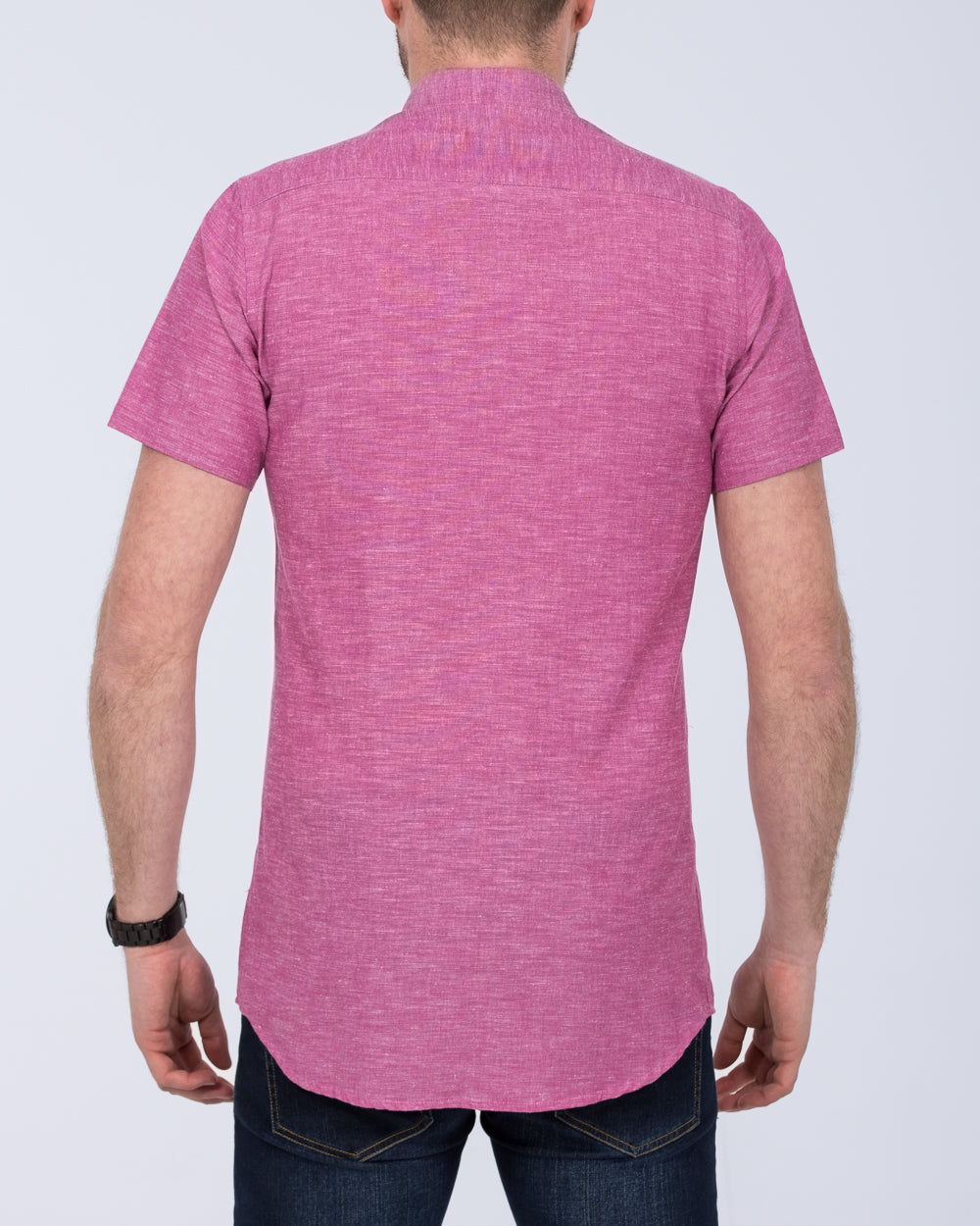 2t Slim Fit Tall Linen Blend Short Sleeve Shirt (pink)