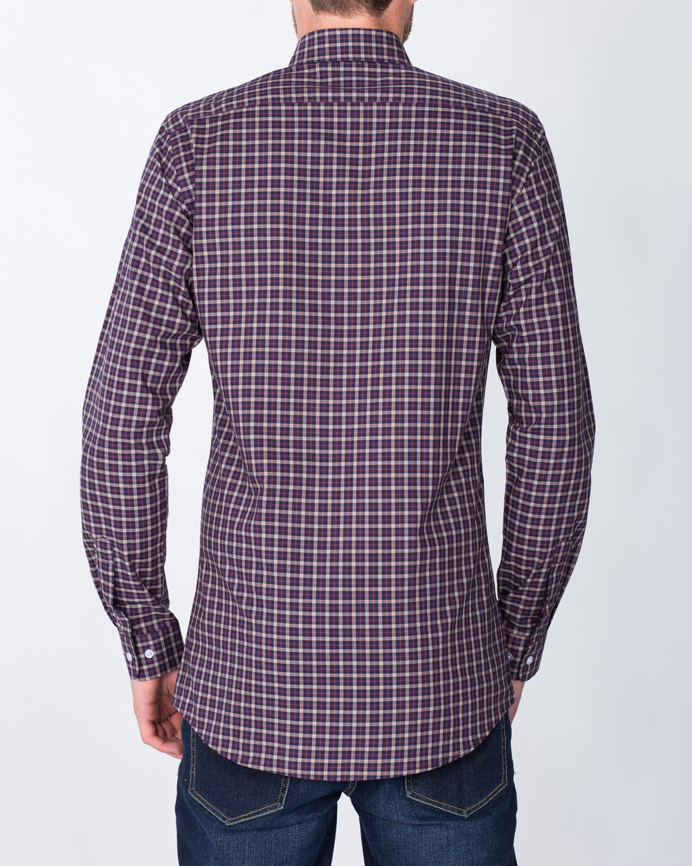 2t Slim Fit Long Sleeve Tall Shirt (purple check)