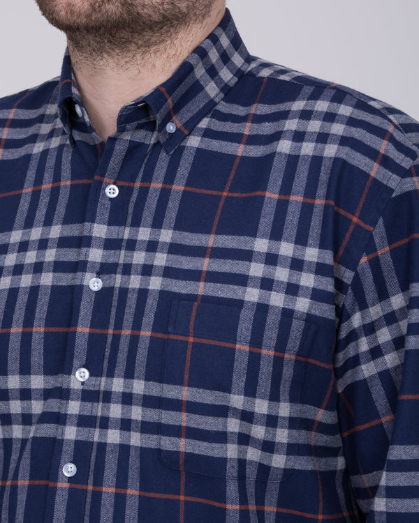 2t Regular Fit Tall Checked Shirt (navy)