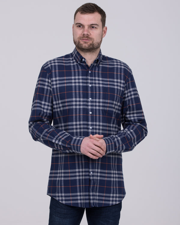 2t Regular Fit Tall Checked Shirt (navy)