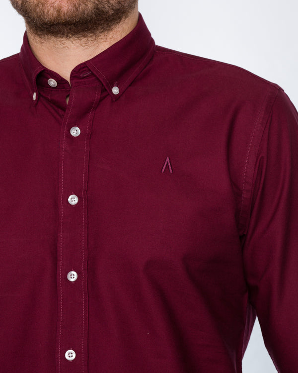 2t Slim Fit Long Sleeve Tall Shirt (plain burgundy)