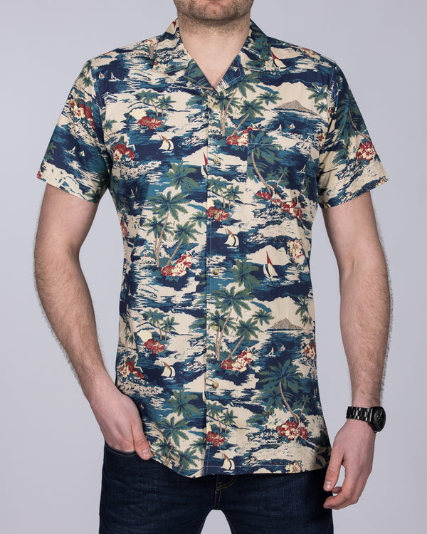 2t Short Sleeve Tall Hawaiian Revere Shirt (blue/stone)