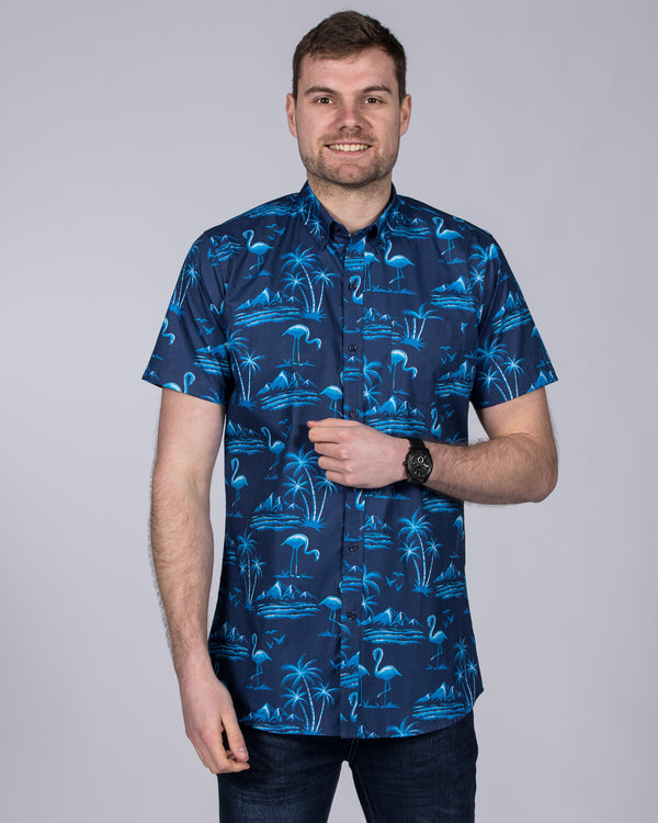 2t Short Sleeve Tall Shirt (flamingo print)