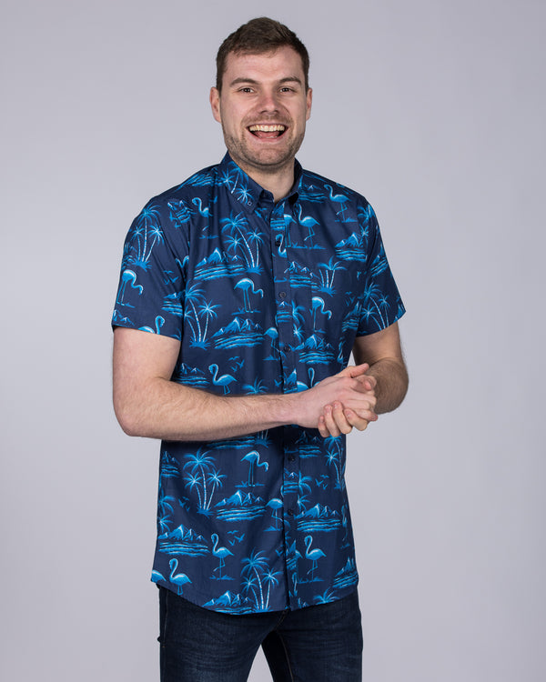 2t Short Sleeve Tall Shirt (flamingo print)