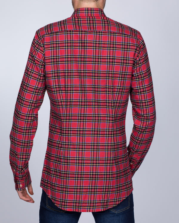 2t Slim Fit Long Sleeve Tall Checked Shirt (red/black)