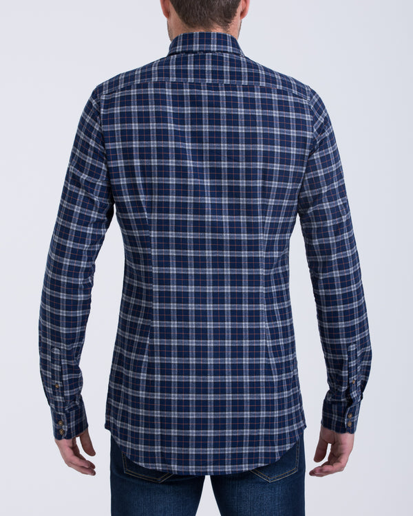 2t Slim Fit Long Sleeve Tall Shirt (grey check)