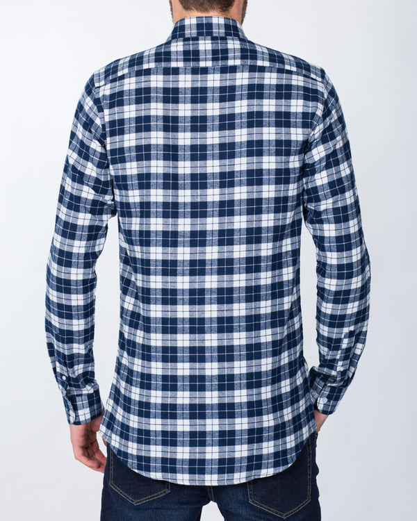 2t Slim Fit Long Sleeve Tall Shirt (blue/white)