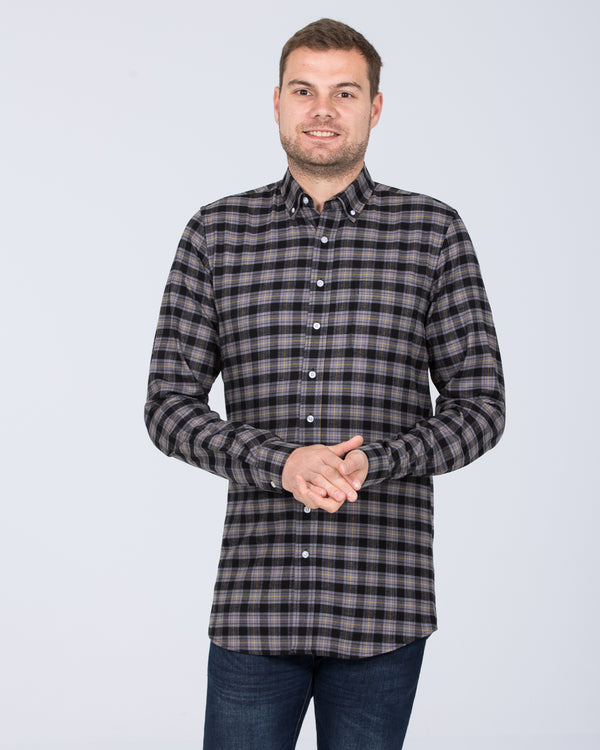 2t Slim Fit Tall Long Sleeve Shirt (black check)