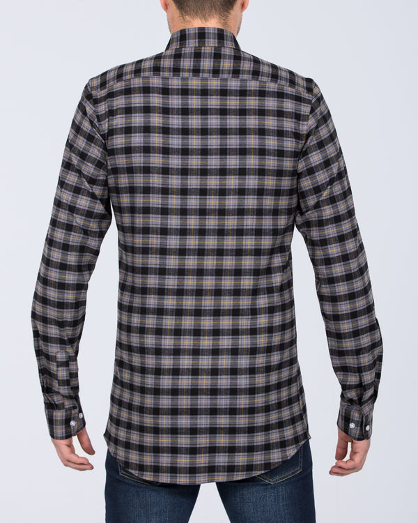 2t Slim Fit Tall Long Sleeve Shirt (black check)