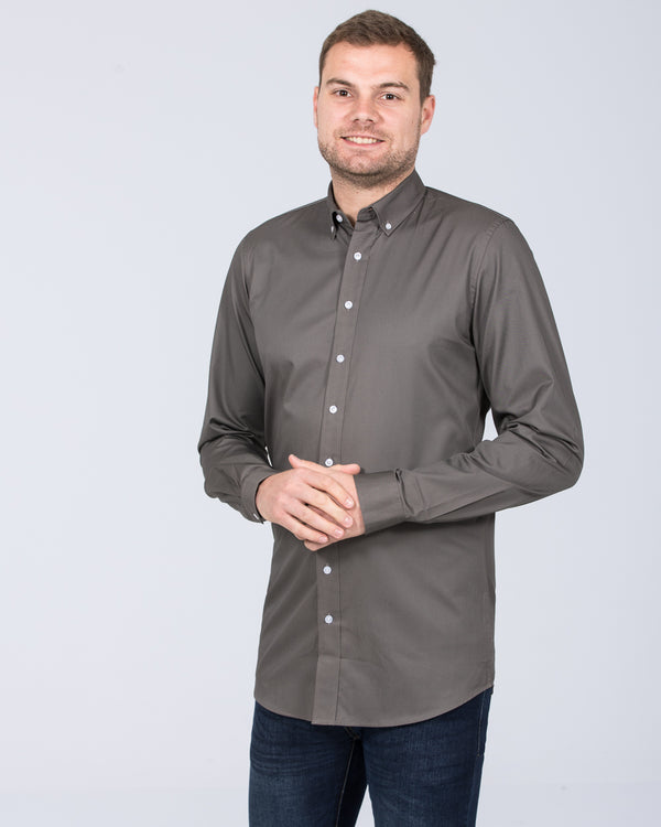 2t Slim Fit Long Sleeve Tall Shirt (charcoal)