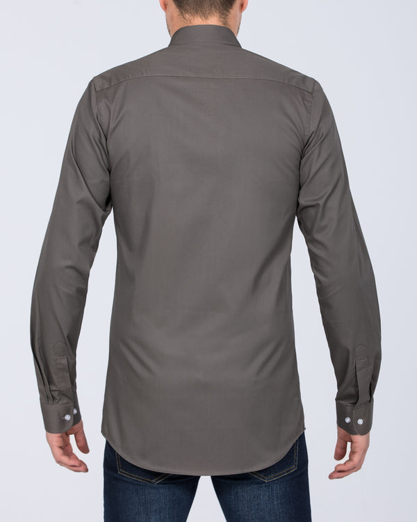 2t Slim Fit Long Sleeve Tall Shirt (charcoal)