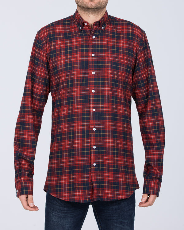 2t Regular Fit Long Sleeve Tall Checked Shirt (red/navy)