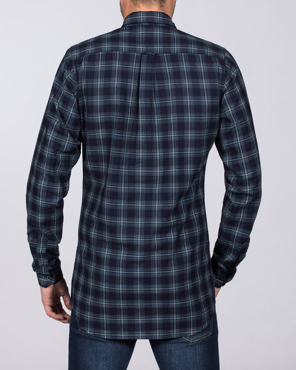 2t Slim Fit Long Sleeve Tall Checked Shirt (teal)