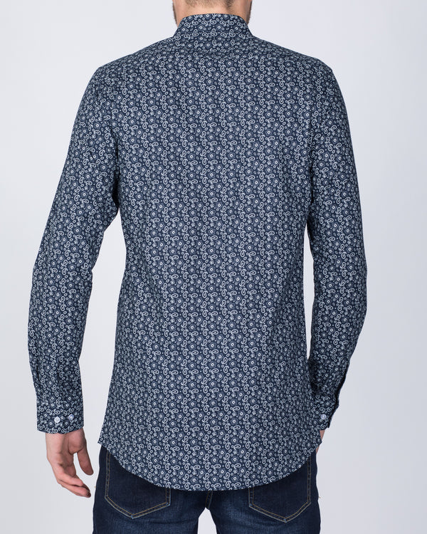 2t Slim Fit Long Sleeve Paisley Shirt (navy)