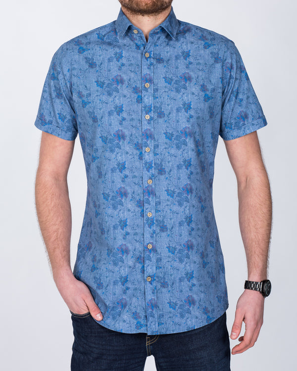 2t Short Sleeve Tall Shirt (floral denim)